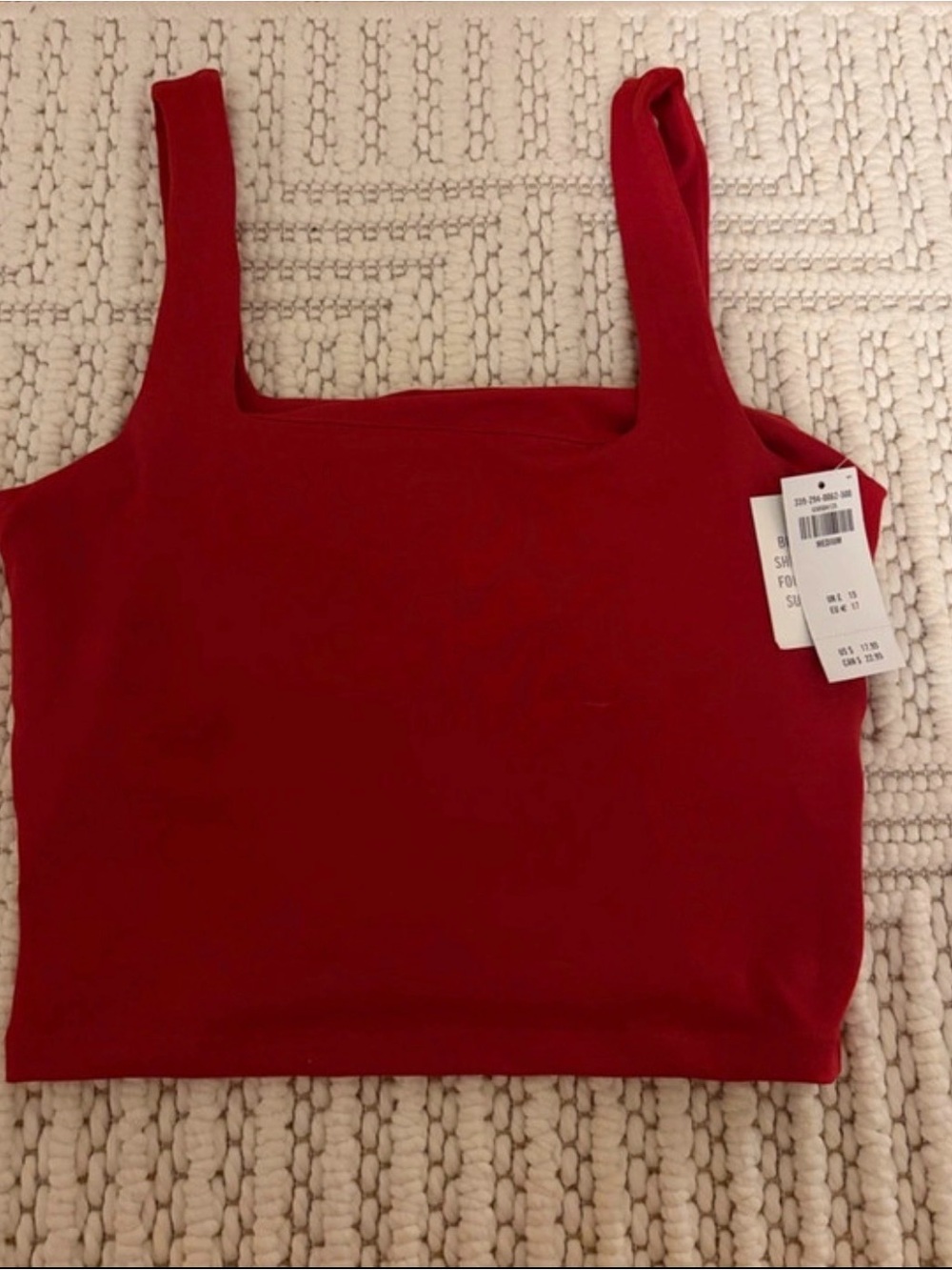 NWT: Hollister Red Square-Neck Crop Tank Top Size Medium